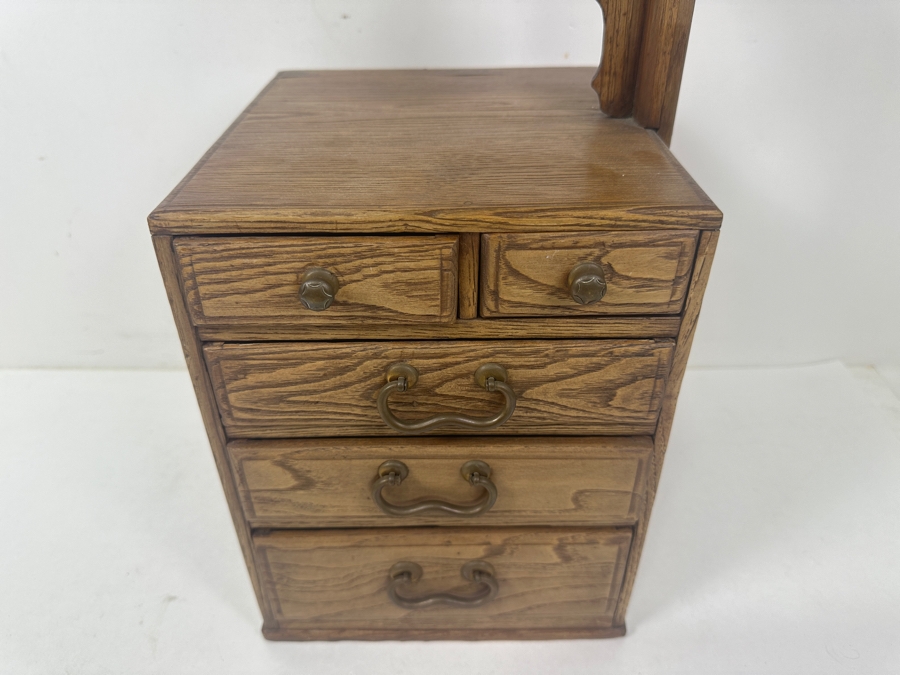 Small Vintage Japanese Wooden Haribako Chest With Drawers 8'W x 8.5'D x 19'H [Photo 3]