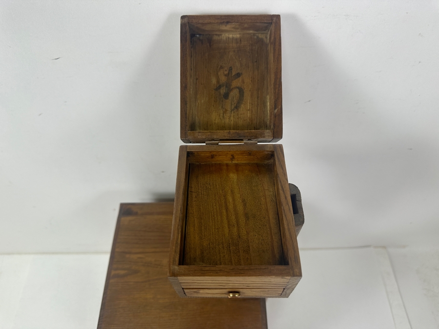 Small Vintage Japanese Wooden Haribako Chest With Drawers 8'W x 8.5'D x 19'H [Photo 9]