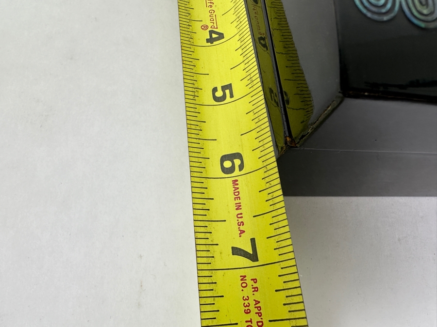 Stunning Black Lacquer Box With Mother Of Pearl Inlay Featuring Butterflies And Flowers 8.5'W x 6'D x 2.75'H [Photo 12]