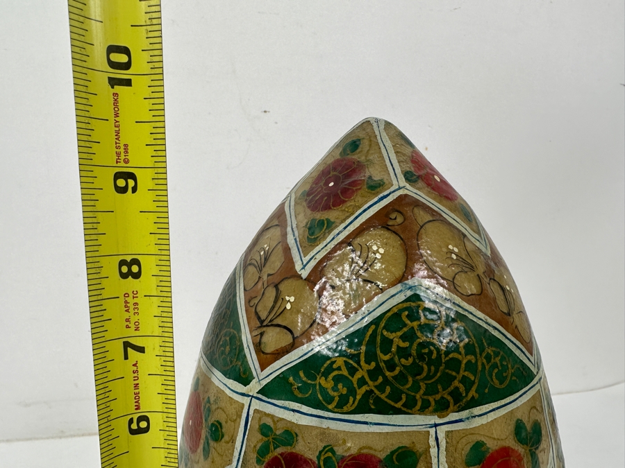 Decorative Hand Painted Egg Shaped Lamp With Floral Designs 9.5'H [Photo 4]