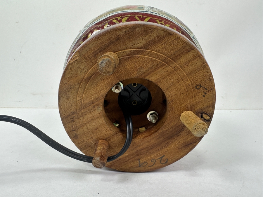 Decorative Hand Painted Egg Shaped Lamp With Floral Designs 9.5'H [Photo 5]