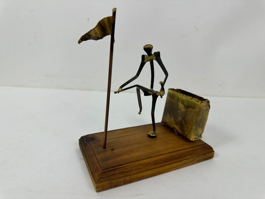 Figurine of A Golfer Breaking A Golf Club on Wooden Base With Holder 6'W x 6.5'H [Photo 2]