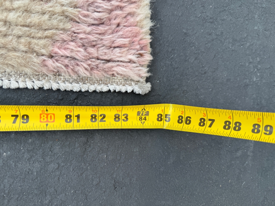 Handwoven Vintage Rug With Pink Zigzag Pattern 84'W x 106'L [Photo 5]