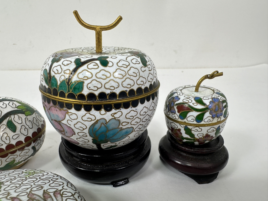 Set Of Chinese Cloisonné Enamel Boxes 1.5'H - 3.5'H [Photo 6]