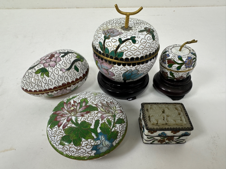 Set Of Chinese Cloisonné Enamel Boxes 1.5'H - 3.5'H [Photo 2]