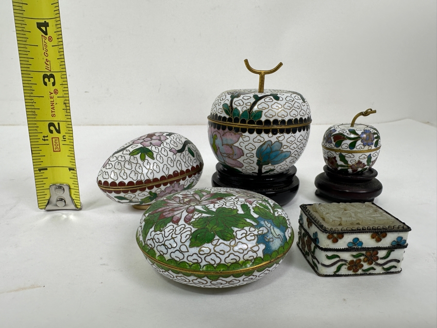 Set Of Chinese Cloisonné Enamel Boxes 1.5'H - 3.5'H [Photo 11]