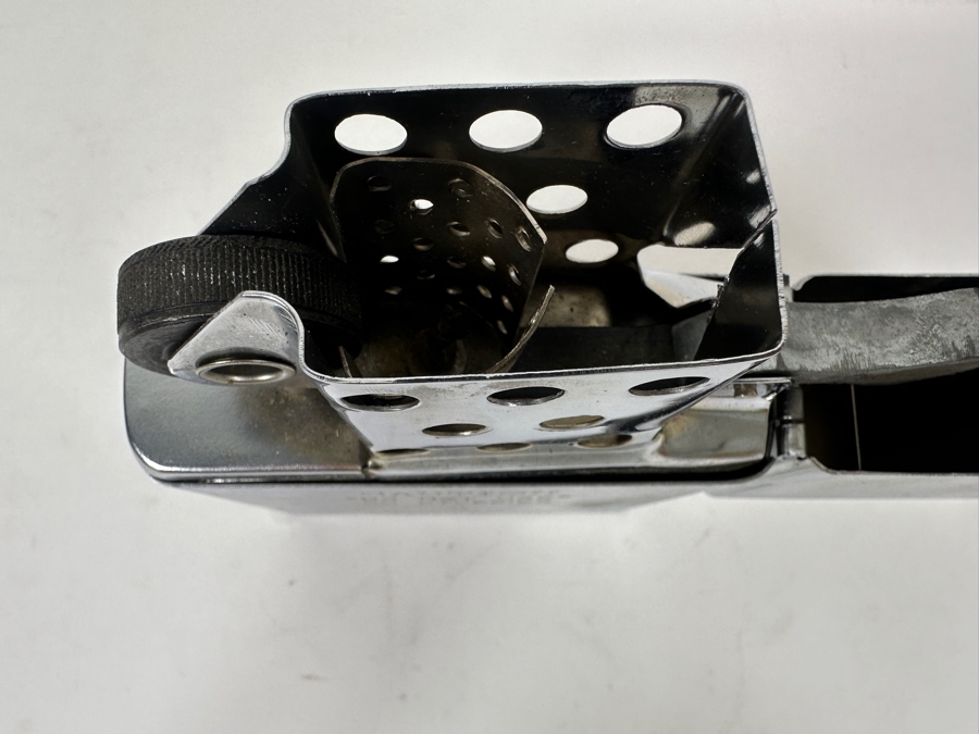 Oversized Metal Zippo Lighter with Novelty Engraving 'Caution Eyebrow Hazard' 4.5'W x 6.5'H [Photo 3]