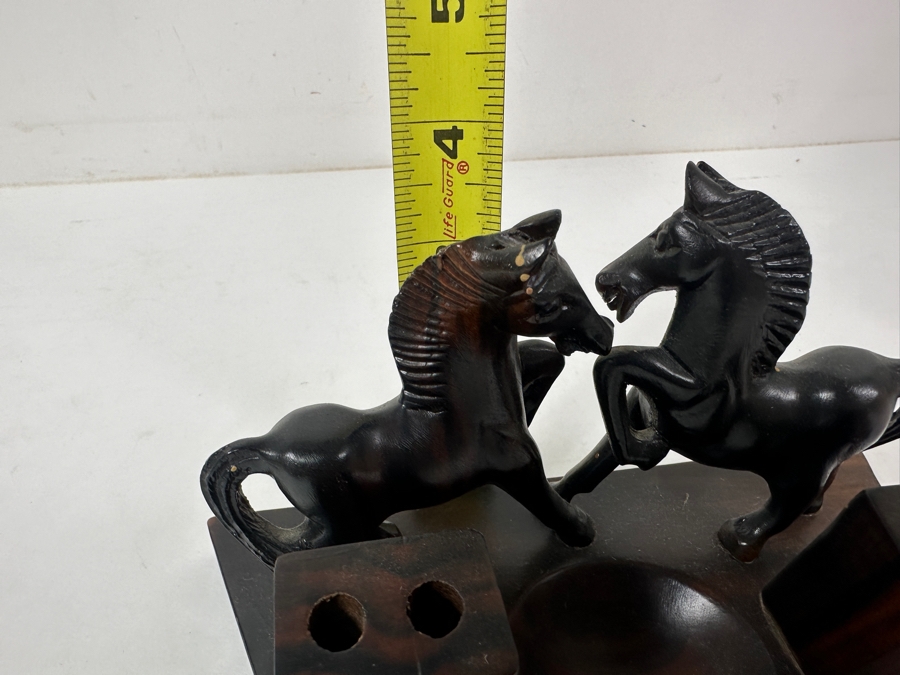Vintage Hand-Carved Wooden Horse Pen Holder and Ashtray 7'W x 4'D x 4'H [Photo 9]