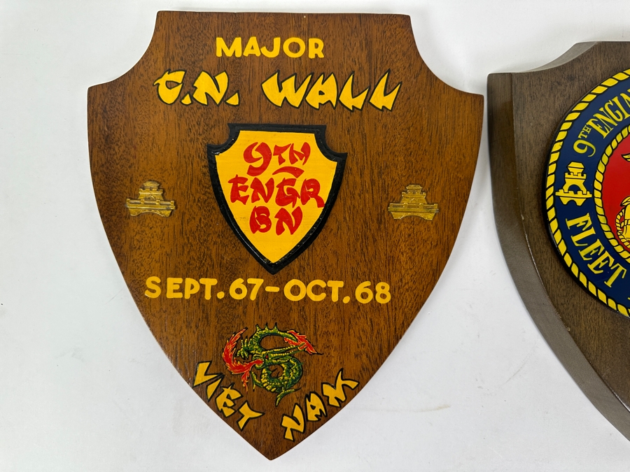 Pair Of Wooden USMC Vietnam Wall Plaques 10.5 X 11.5 [Photo 3]