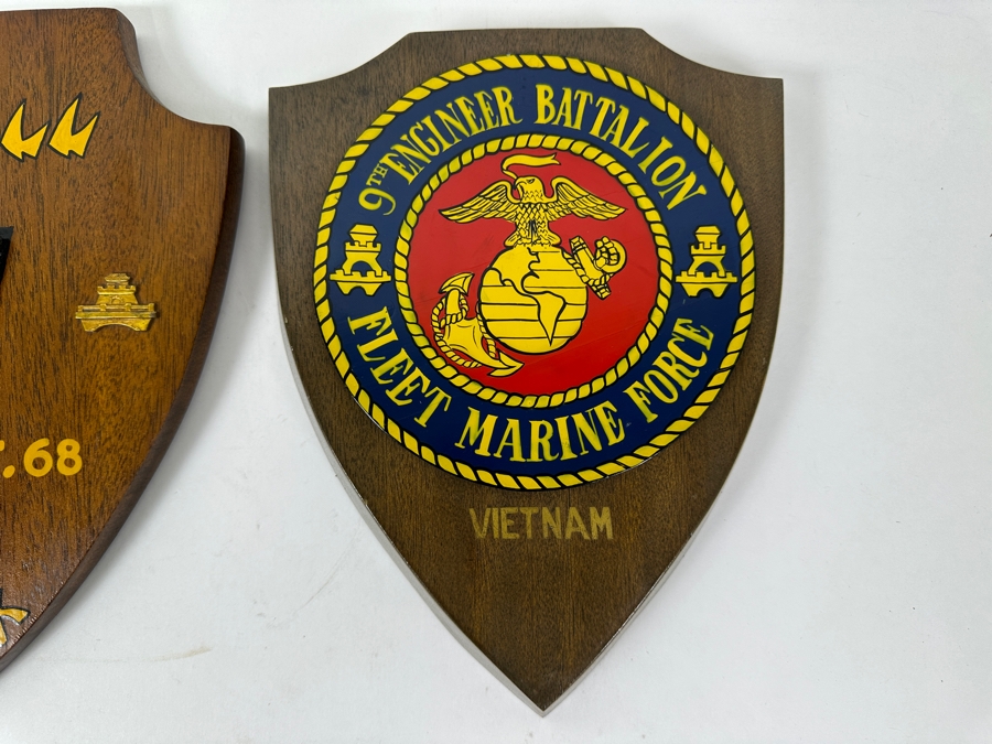 Pair Of Wooden USMC Vietnam Wall Plaques 10.5 X 11.5 [Photo 6]