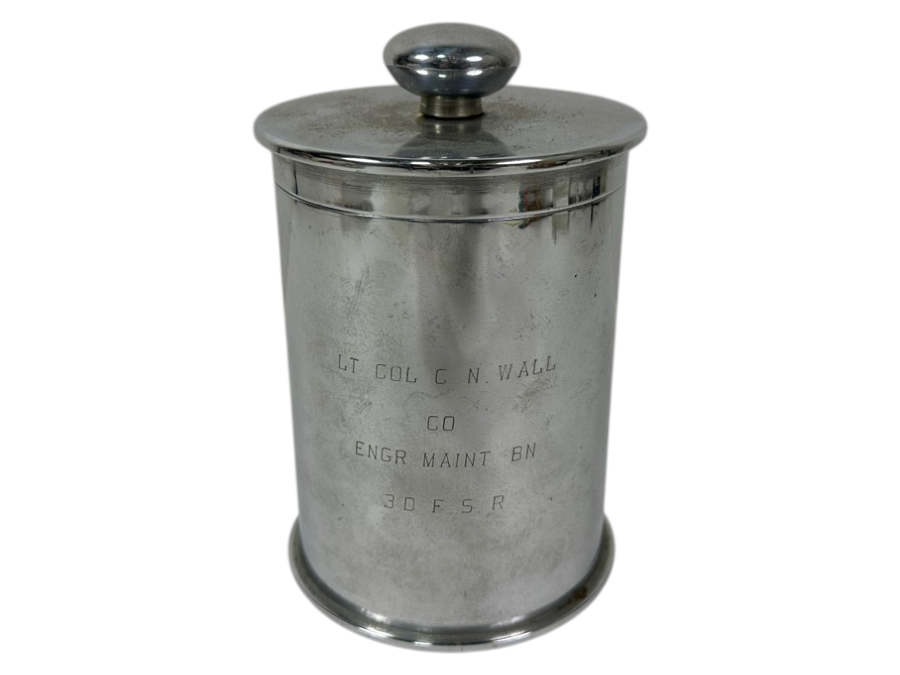 Chrome Plated 105MM M14B1 Howitzer Shell Canister With Lid 4.5'W X 7'H