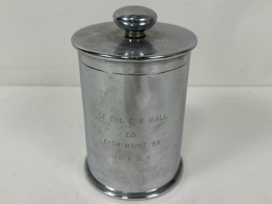 Chrome Plated 105MM M14B1 Howitzer Shell Canister With Lid 4.5'W X 7'H [Photo 3]
