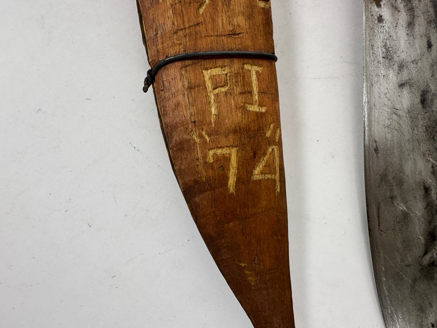 Vintage Wooden Handle Knife With Wooden Sheath And Inscriptions [Photo 5]
