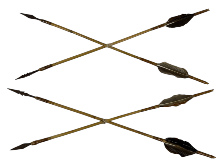 Vintage Wooden Arrows With Feather Fletching and Metal Tips 20'L