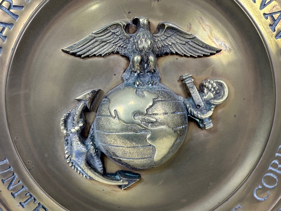 Vintage Solid Brass United States Marine Corps Plaque 13.75'W [Photo 2]