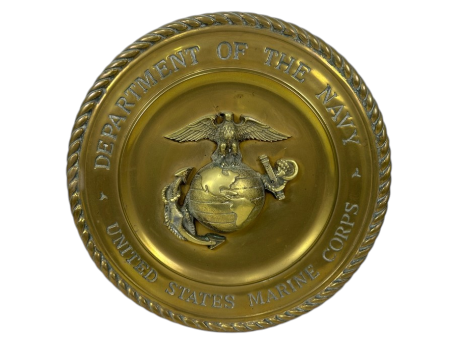 Vintage Solid Brass United States Marine Corps Plaque 13.75'W
