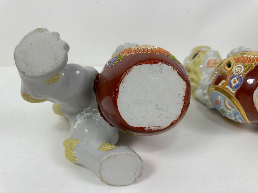 Pair of Vintage Japanese Kutani Porcelain Foo Dogs 9'H [Photo 9]