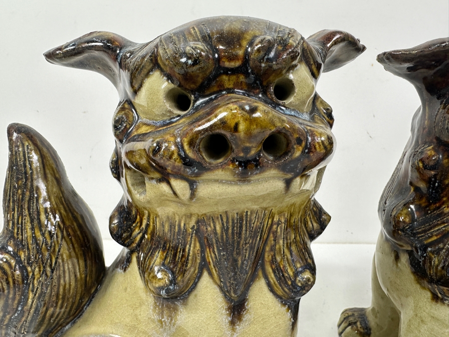 Pair of Glazed Ceramic Foo Dog Statues 9'W x 10'H [Photo 3]