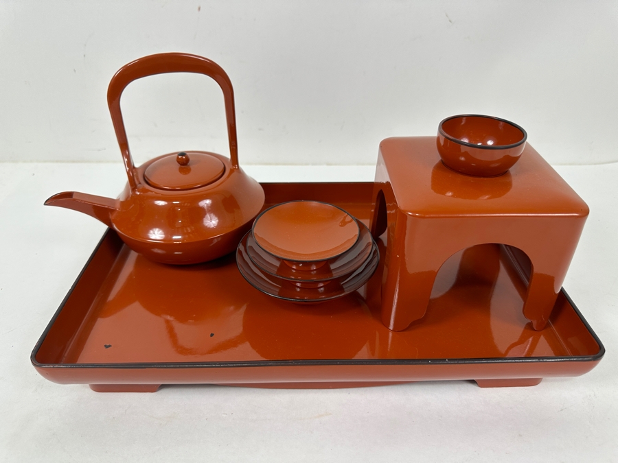 Japanese Lacquer Tea Set With Tray And Stool 13'W x 8.5'D [Photo 2]