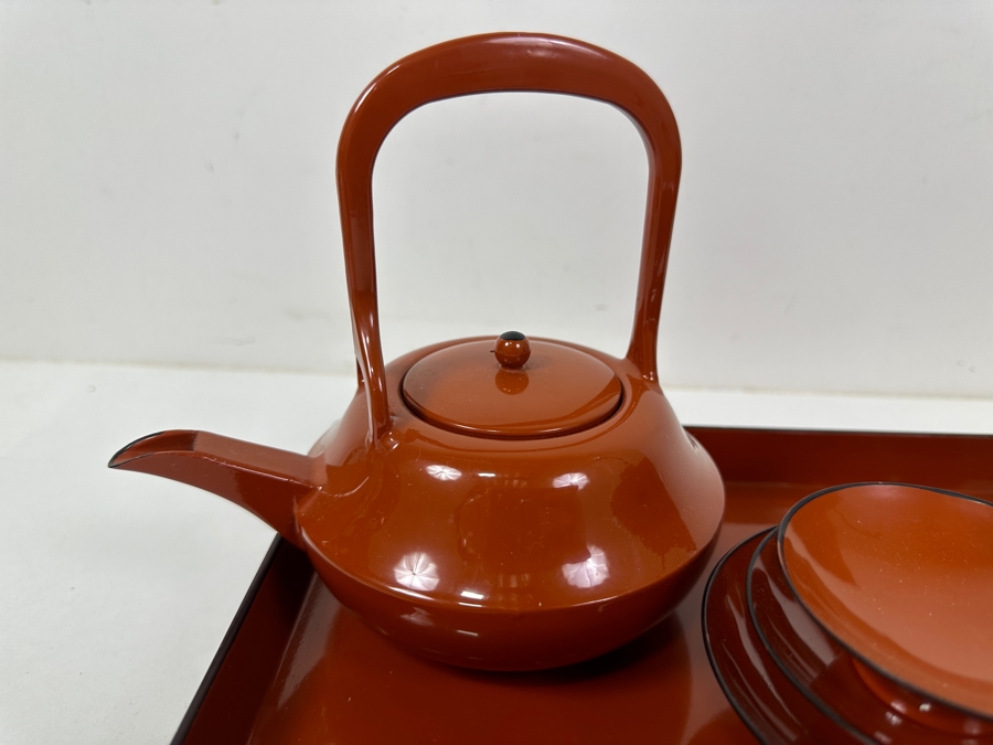 Japanese Lacquer Tea Set With Tray And Stool 13'W x 8.5'D [Photo 4]