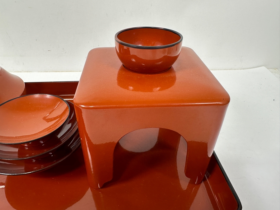 Japanese Lacquer Tea Set With Tray And Stool 13'W x 8.5'D [Photo 6]