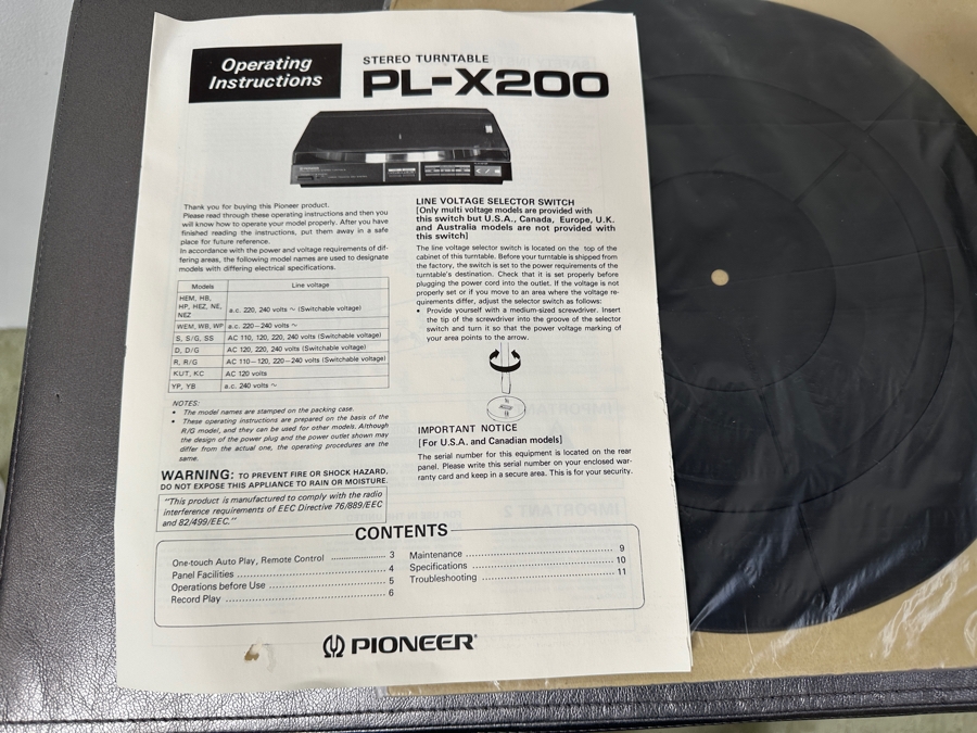 Just Added - New Old Stock Pioneer Stereo Turntable PL-X200 With Original Box And Manual [Photo 5]