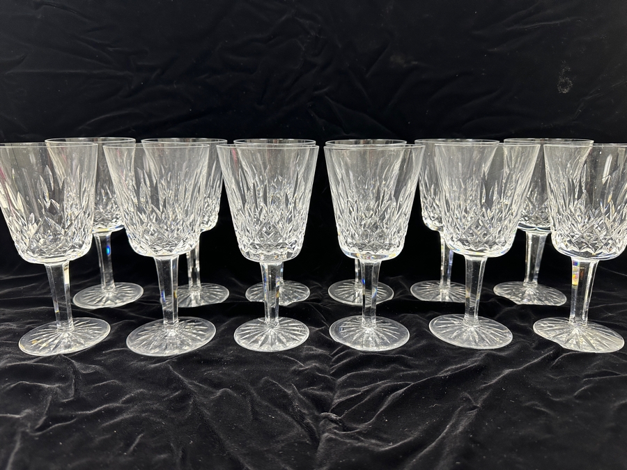 Set of (12) Waterford Lismore Crystal Water / Wine Goblets 7'H [Photo 2]