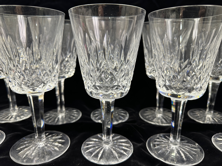Set of (12) Waterford Lismore Crystal Water / Wine Goblets 7'H [Photo 3]