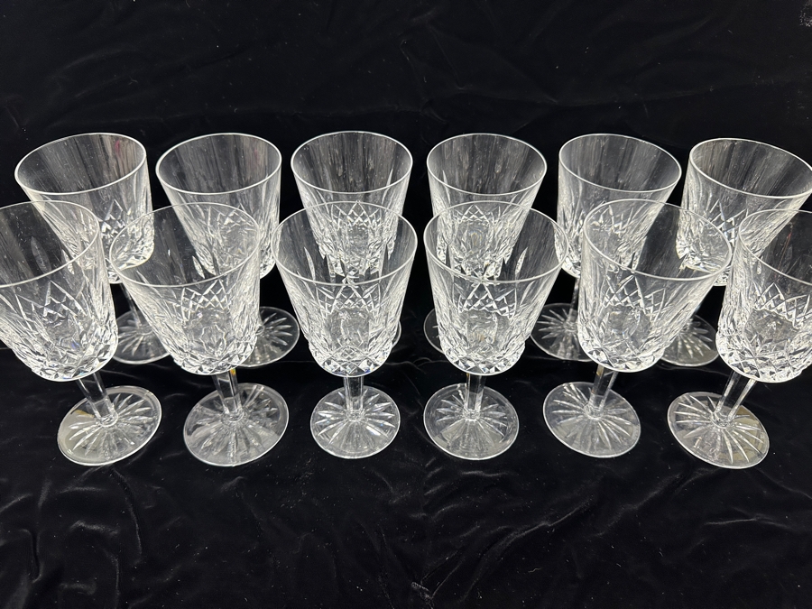 Set of (12) Waterford Lismore Crystal Water / Wine Goblets 7'H [Photo 5]