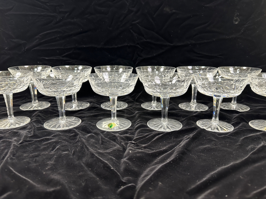 Set of (12) Waterford Lismore Crystal Champagne Coupe or Tall Sherbet Glasses 4'W x 4 1/8'H  [Photo 2]