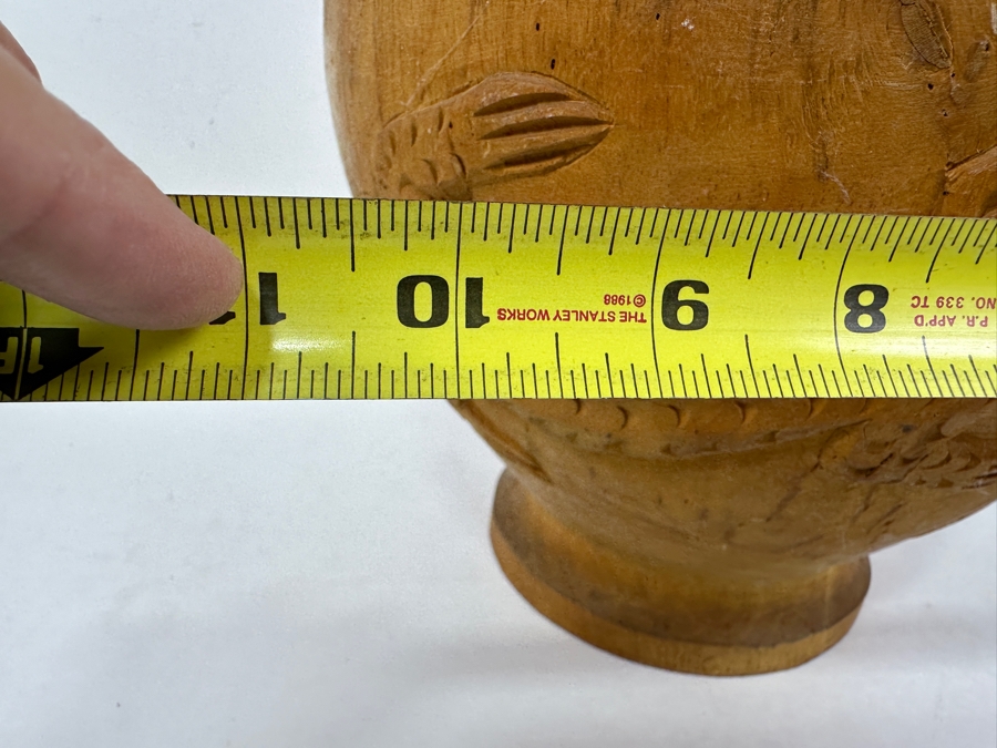 Vintage Carved Wooden Philippine Rice Basket With Woven Lid 11'W x 16'H [Photo 10]