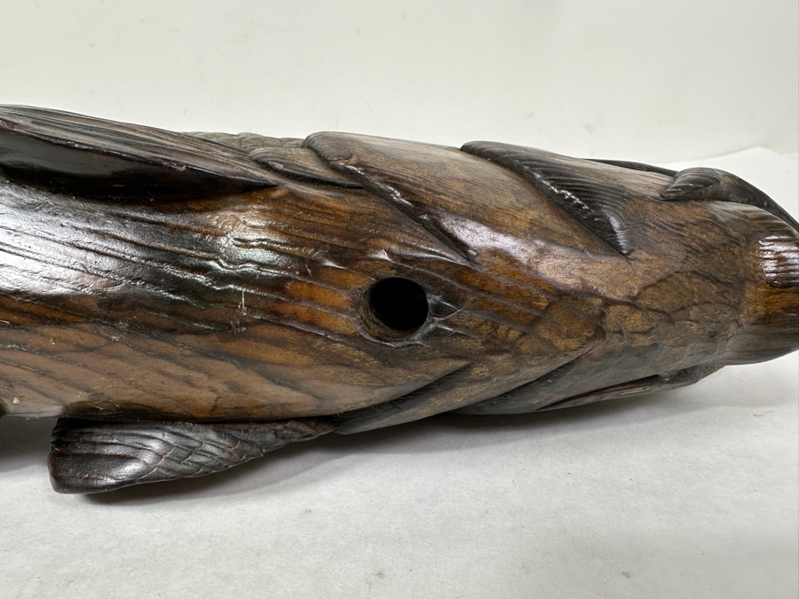 Japanese Carved Wooded Koi Fish Jizai Kagi 17'W [Photo 7]