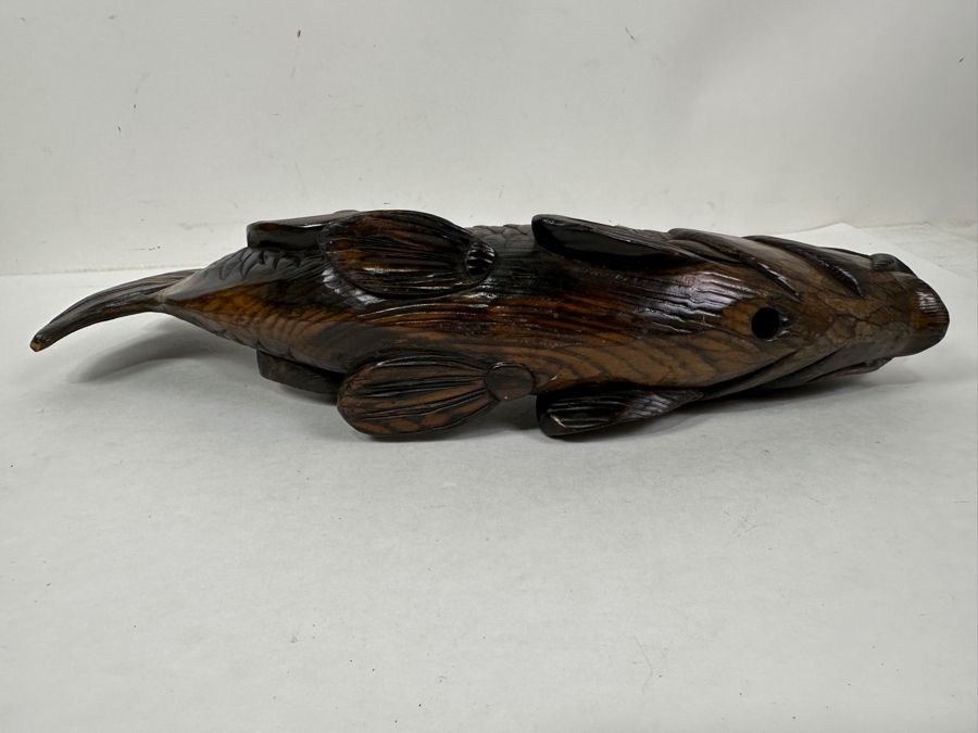 Japanese Carved Wooded Koi Fish Jizai Kagi 17'W [Photo 6]