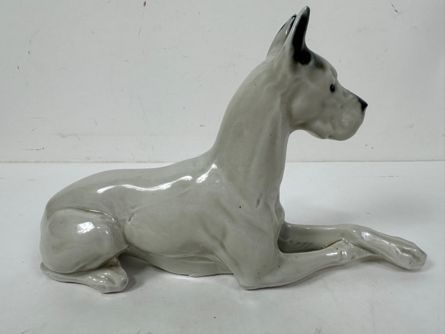 Vintage Signed Porcelain Great Dane Figurine 10'W [Photo 3]