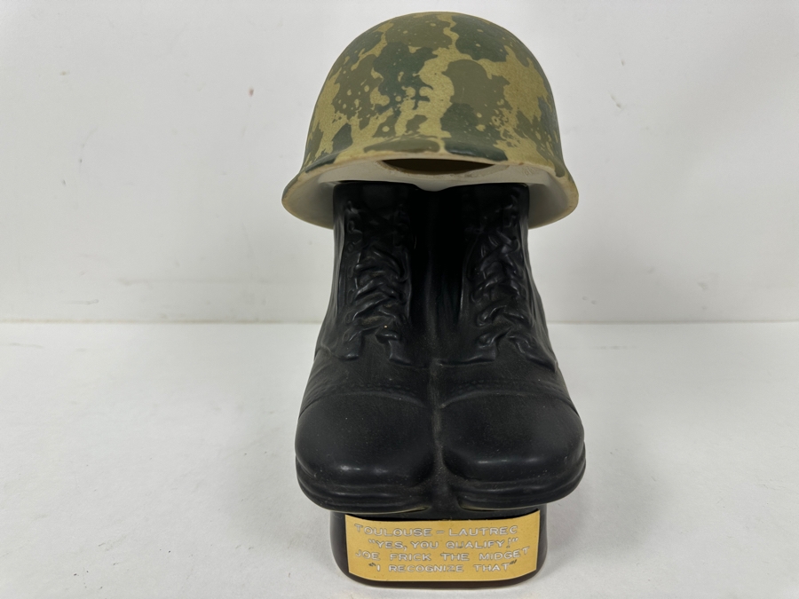 Vintage 1975 Jim Beam Military Boots And Helmet Decanter 8'H [Photo 3]