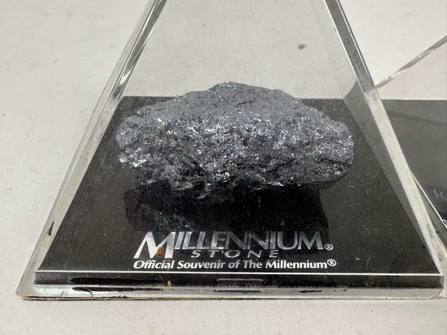 Pair Of Official Souvenirs Of The Millennium - Silicon Stones in Pyramid-Shaped Display Cases 3'H [Photo 2]