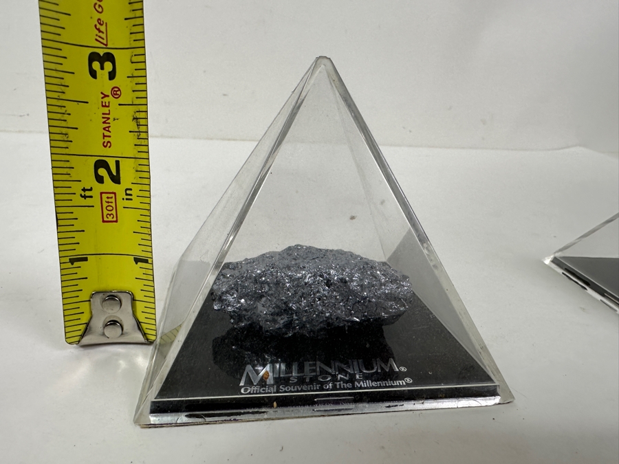 Pair Of Official Souvenirs Of The Millennium - Silicon Stones in Pyramid-Shaped Display Cases 3'H [Photo 8]