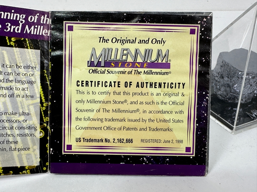 Pair Of Official Souvenirs Of The Millennium - Silicon Stones in Pyramid-Shaped Display Cases 3'H [Photo 6]