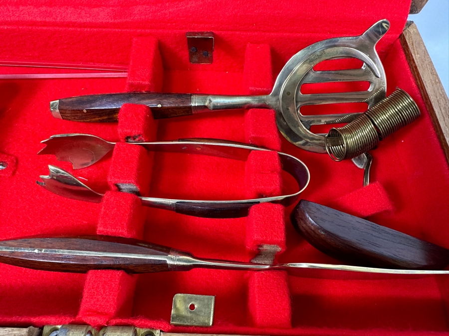 Mid Century Boon Jewelry Cocktail Set in Wooden Case with Jigger, Strainer, And Utensils [Photo 4]