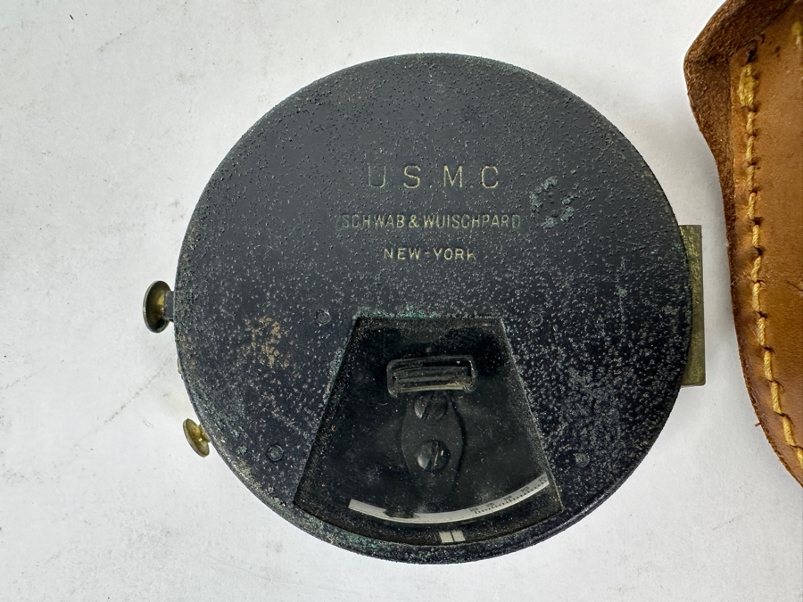 USMC Clinometer By Schwab & Wuischpard New York With Leather Pouch [Photo 2]