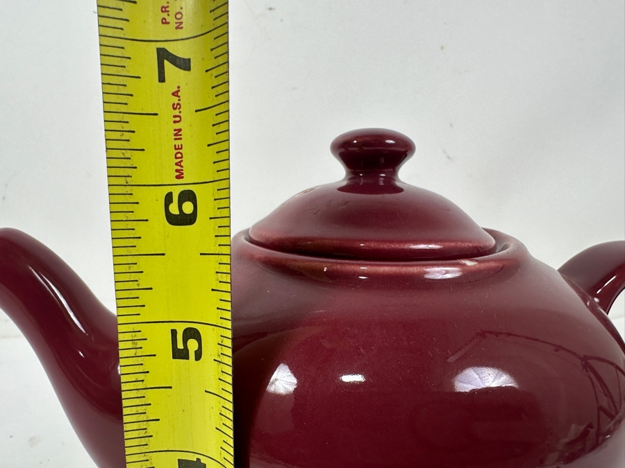 Vintage Hall China Mccormick Tea Baltimore Burgundy 6-Cup Teapot Made in USA 6.5'H [Photo 5]