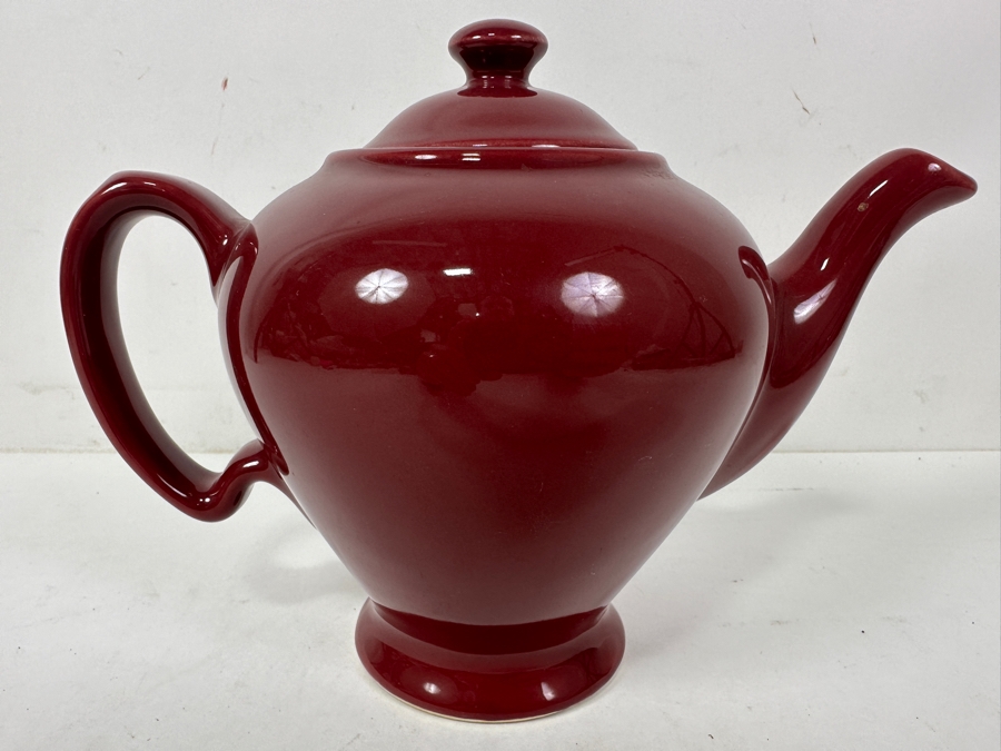 Vintage Hall China Mccormick Tea Baltimore Burgundy 6-Cup Teapot Made in USA 6.5'H [Photo 2]