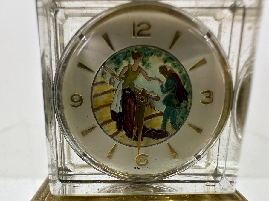 Vintage Home Watch Co Swiss Crystal Desk Clock with Enamel Dial 1.75'W x 1.5'H [Photo 2]