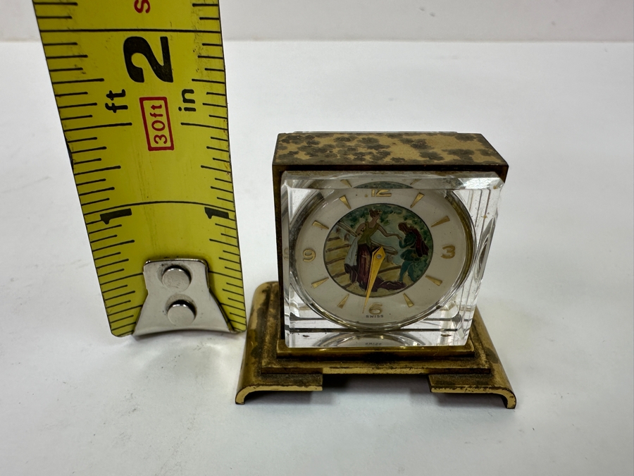 Vintage Home Watch Co Swiss Crystal Desk Clock with Enamel Dial 1.75'W x 1.5'H [Photo 10]