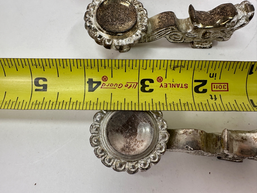 Set Of 6 Ornate Silverplate Dragon Chopstick / Spoon Rests 4'L [Photo 4]