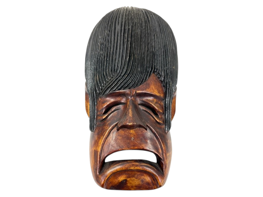 Vintage Hand-Carved Wooden Mask 7'W x 12'H