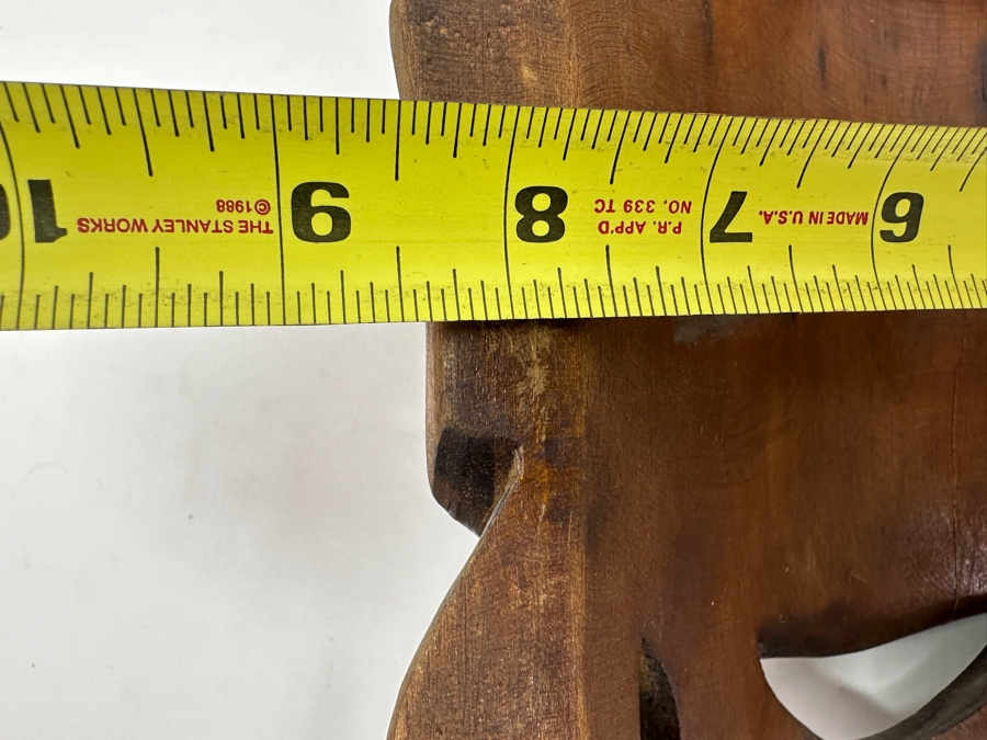 Vintage Asian Hand-Carved Wooden Mask Depicting Emperor Or Wise Man 8.5'W x 17'H
 [Photo 5]