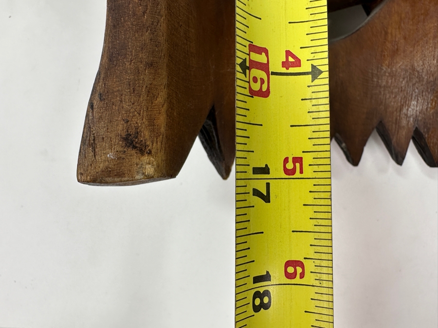 Vintage Asian Hand-Carved Wooden Mask Depicting Emperor Or Wise Man 8.5'W x 17'H
 [Photo 6]