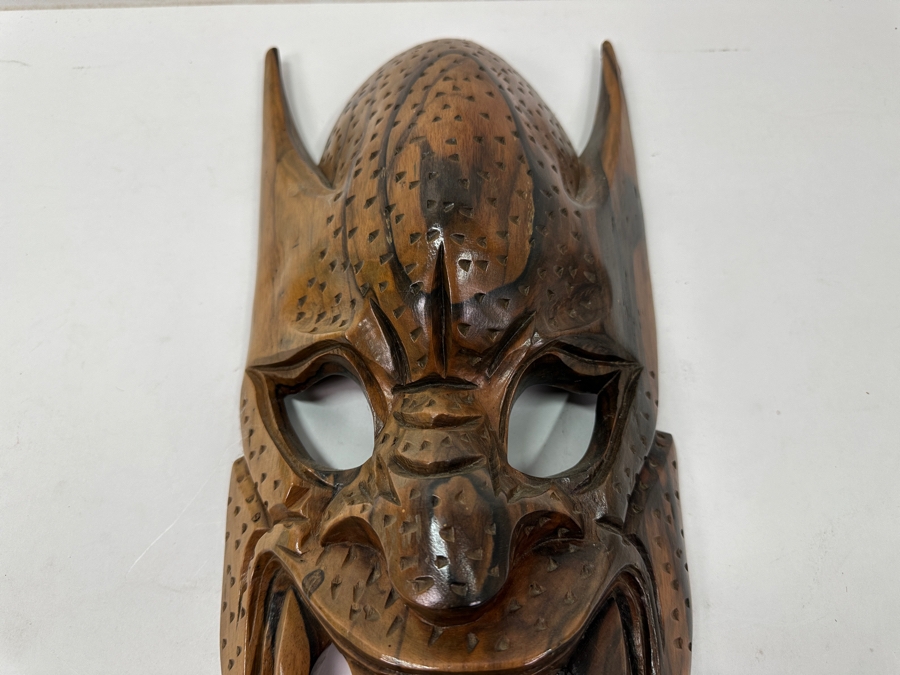 Vintage Philippine Hand-Carved Wooden Bakunawa (Sea Serpent) Dragon Mask 7.5'W X 16.5'H [Photo 3]
