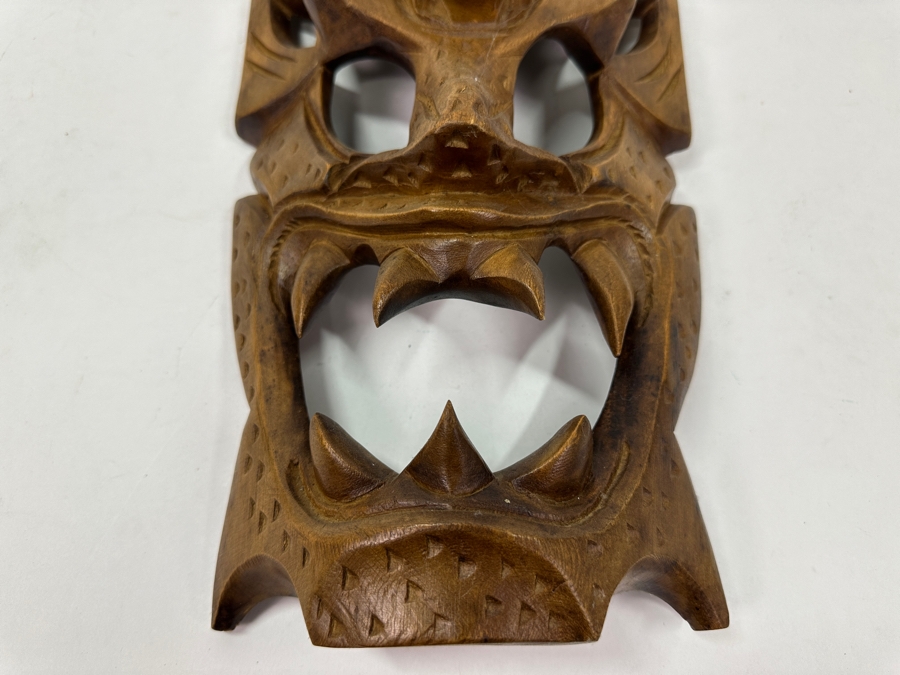 Vintage Philippine Hand-Carved Wooden Bakunawa (Sea Serpent) Dragon Mask 7.75'W x 19'H [Photo 4]